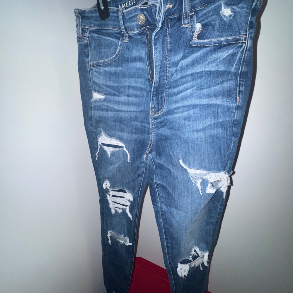 American Eagle Outfitters Women's Distressed Blue Skinny Jeans